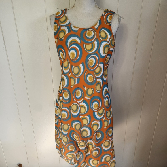 Metro Style Two Piece Vintage Vibes Retro Orange Dress Size 6 - Picture 3 of 5